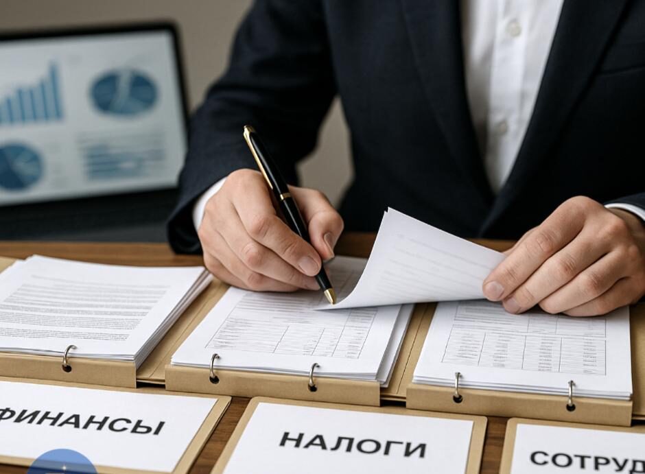 Аудитор проверяет финансовую документацию компании